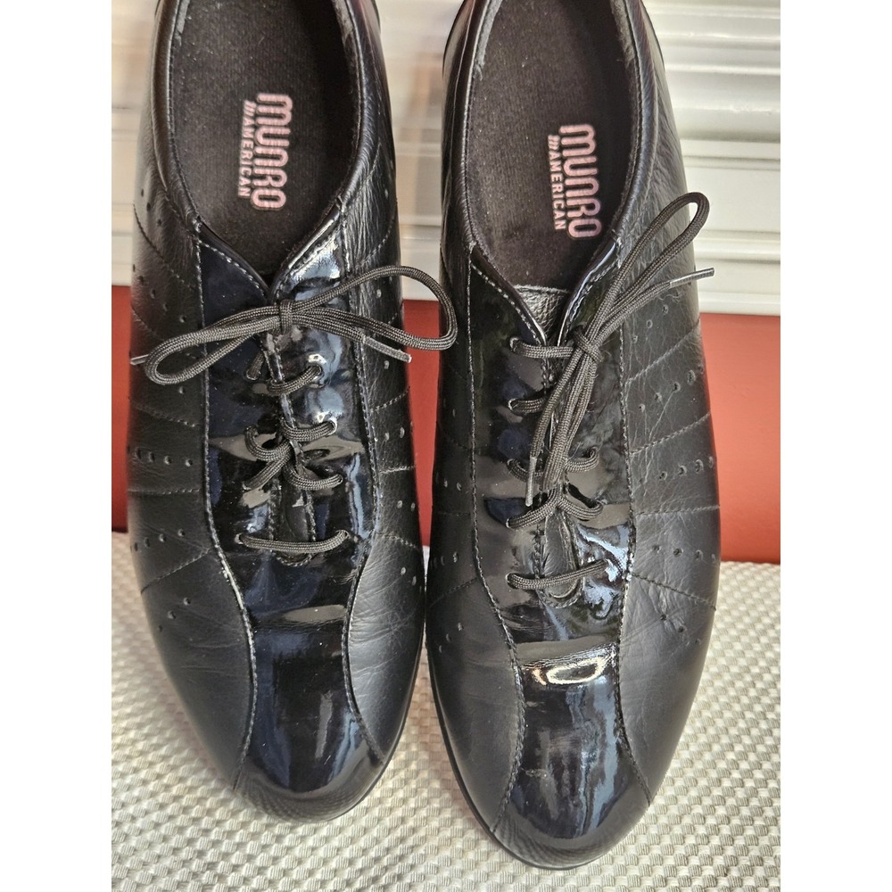 Munro American 7465 Black Leather Patent Oxford Lace-Up Shoes Women's Size 11 N